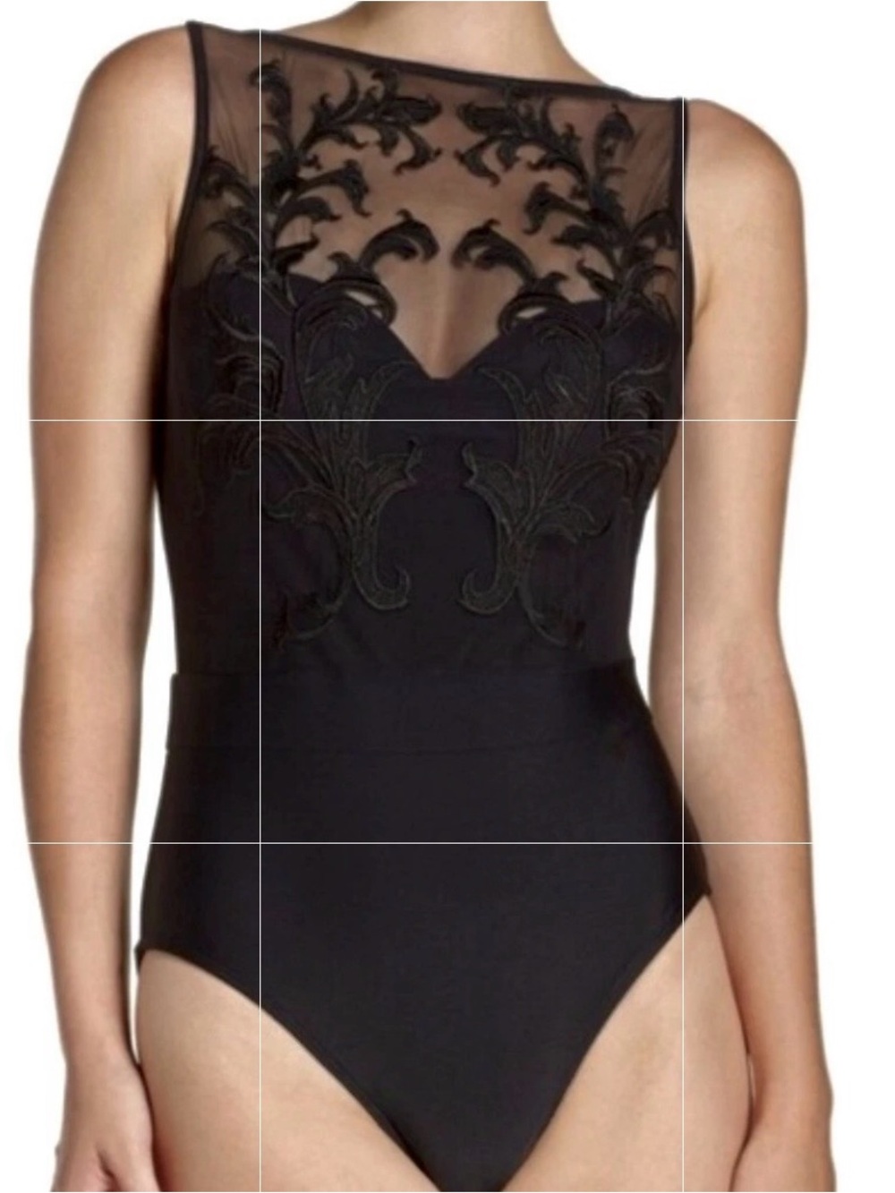 TED BAKER Lace Guipure High Neck Black 1 pc Swim Suit - Womens 36 C/D